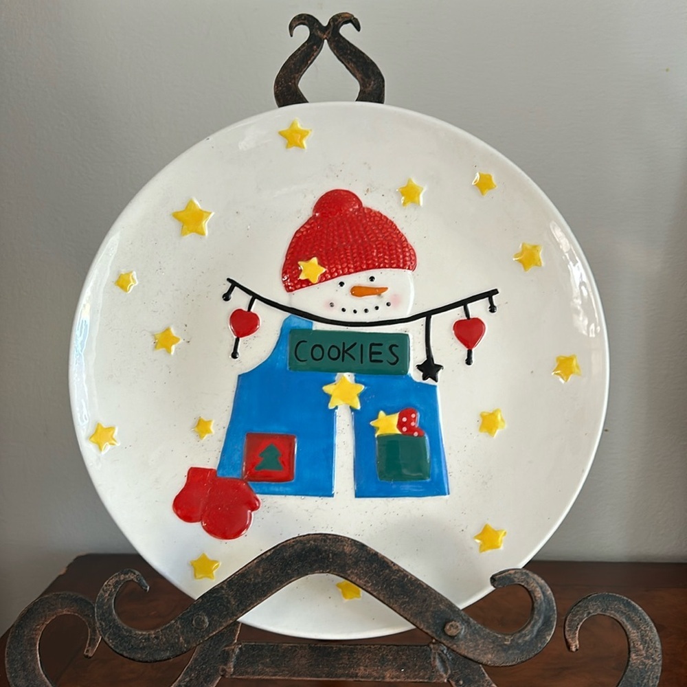 🔥🔥ceramic snowman cookies plate Hallmark ⛄️